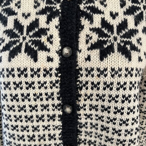 Point Zero Nicole Benisti Women's 100% Wool Cardigan Snowflakes Button-Up M - Picture 9 of 9